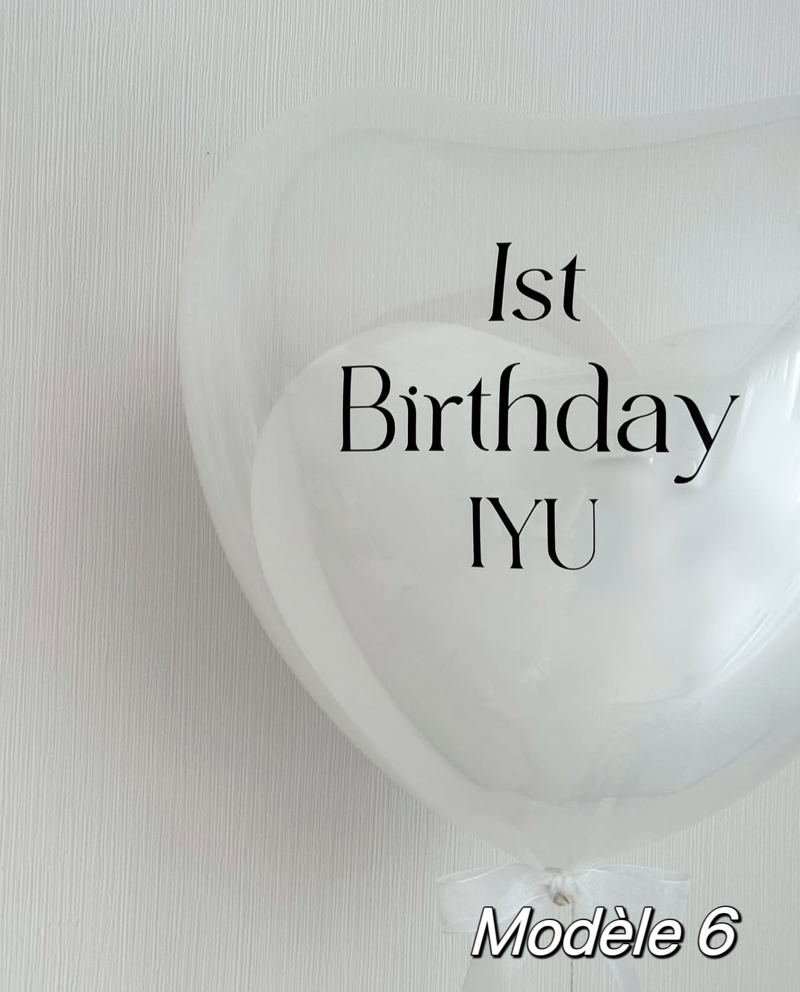 Ballon cœur transparent & blanc personnalisé